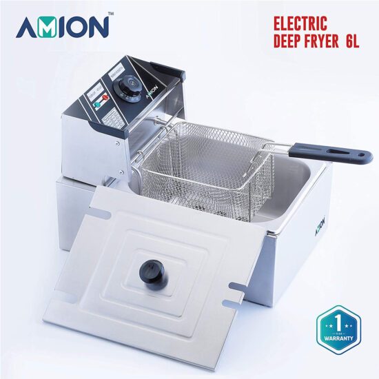 AMION 2500W Electric Deep Fryer Variable Temperature Control (Silver)