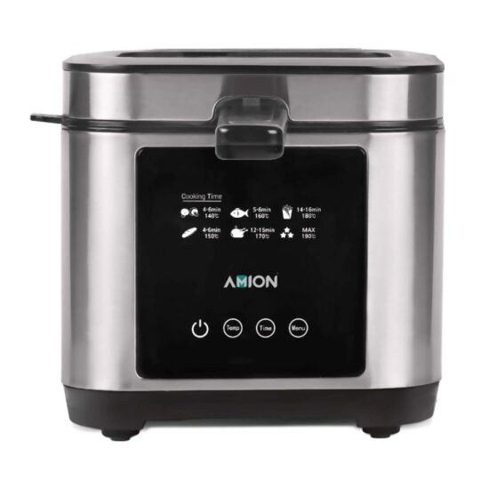 AMION 1200W Electric Deep Fryer CRISPY 250 Cool Touch Sides Easy to Clean Nonstick Basket Black (2.5L)