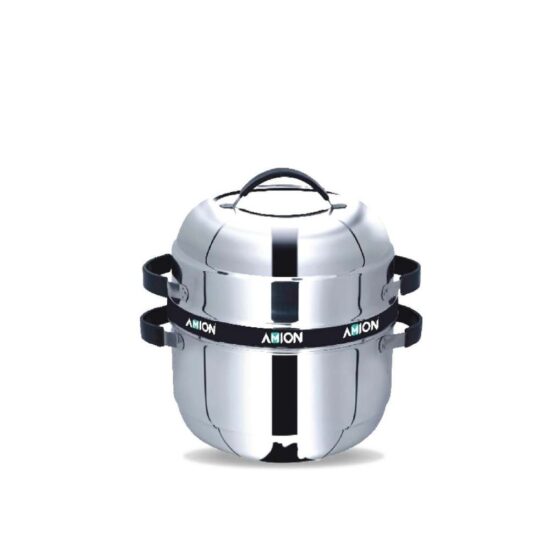AMION 1 Kilogram Double Layer Stainless Steel Thermal Rice Cooker Choodarapetty With Stainless Steel Pot & Rubber Gasket (1KG)